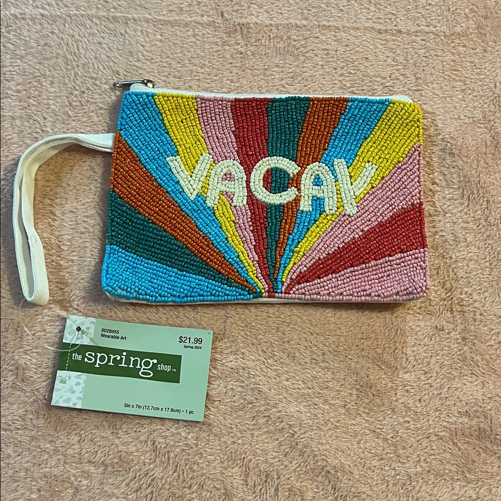 Vibrant Beaded VACAY Clutch